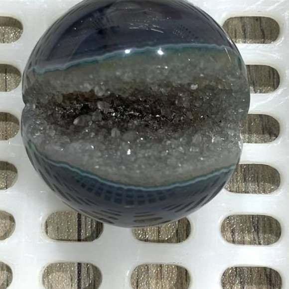 Other - Blue Druzzy Agate sphere 48mm inch Pacman shape
